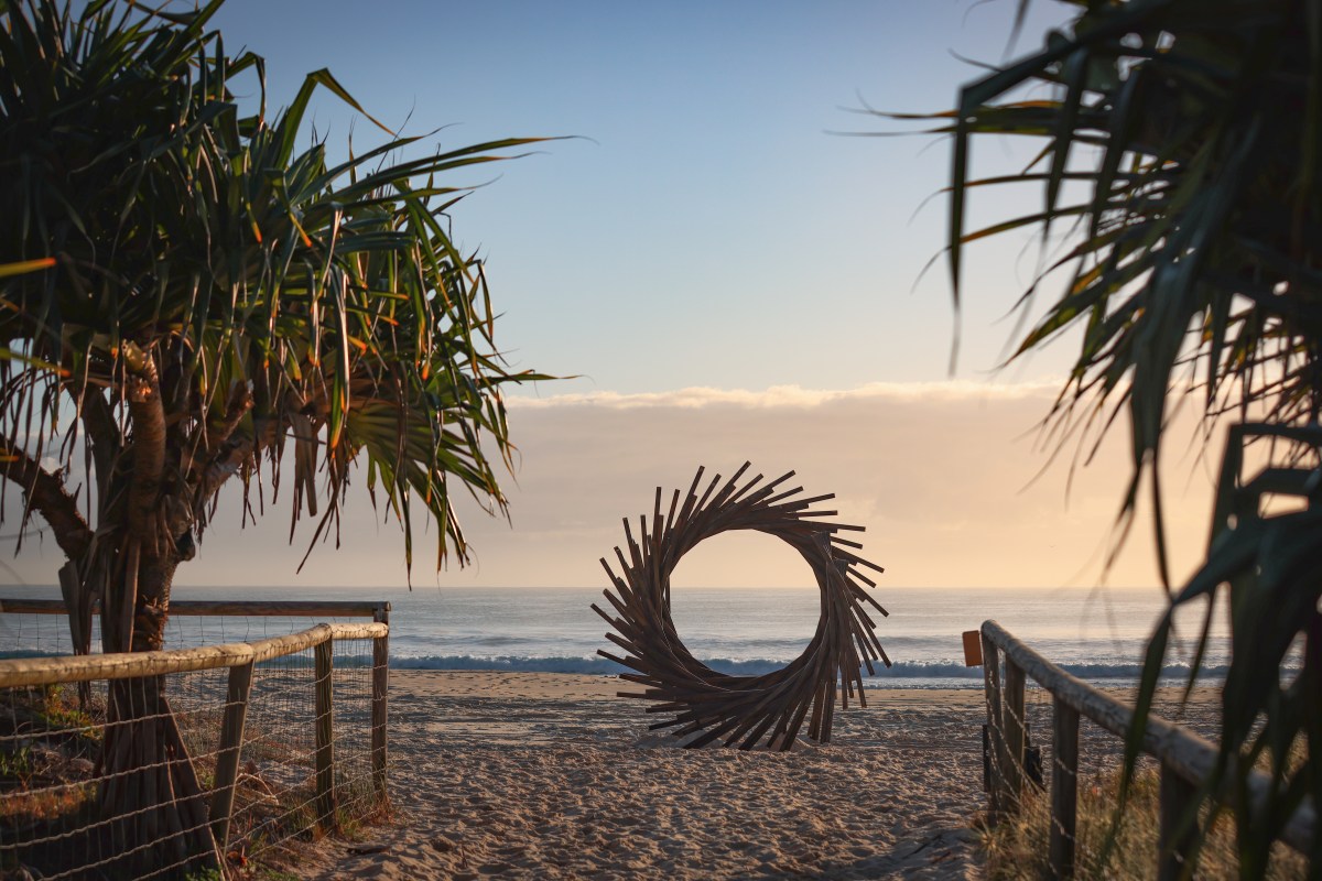 Sculpture on beach SWELL Festival