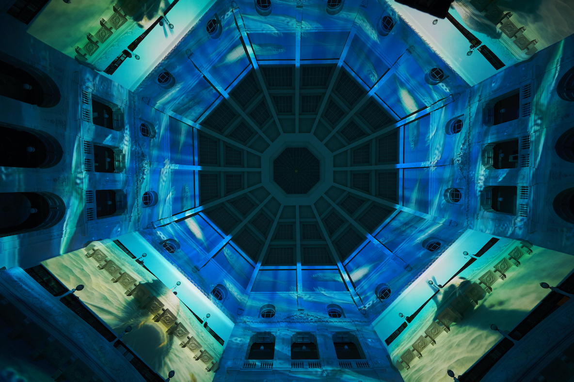 Art projections on the dome of Melbourne's State Library of Victoria.