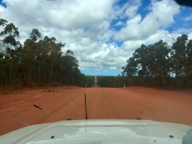 Long open road in outback Australia. Tourism.