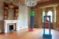 Two colourful contemporary sculptures in historic villa. Sculpture Biennale.