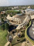 A Balinese resort near the sea photographed from above. Nuanu