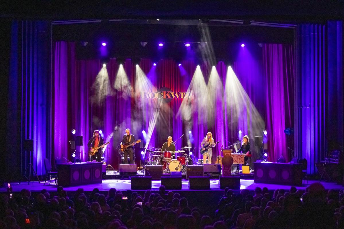 The five-person band of RocKwiz Orkestra on stage.