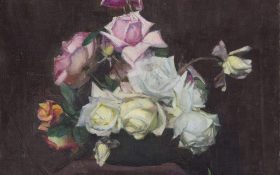 A still life painting of roses.