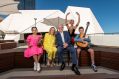 Evie (aged 8), Dr Pamela Wall AO, Douglas Gautier AM, CEO and Artistic Director of Adelaide Festival Centre, Leila (15) and Emerson (10) at Adelaide Festival Centre.