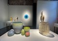 View of gallery exhibition with ceramic and glass artworks. Sabbia Gallery